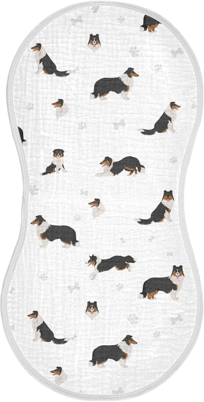 vvfelixl Burp Cloths Rough Collie Dog for Baby Boy Girls Baby Washcloths Burp Rags 1 Pack