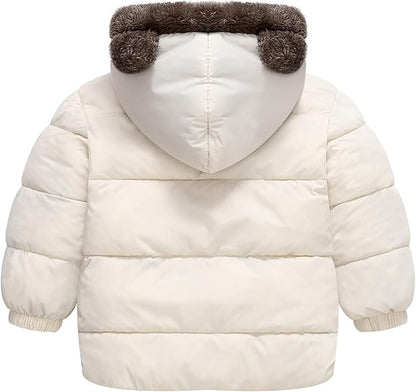 Infant Baby Winter Coat Bear Hooded Jacket Warm Fleece Snowsuit Windproof Outerwear for Toddler Boy Girl 9M-4T