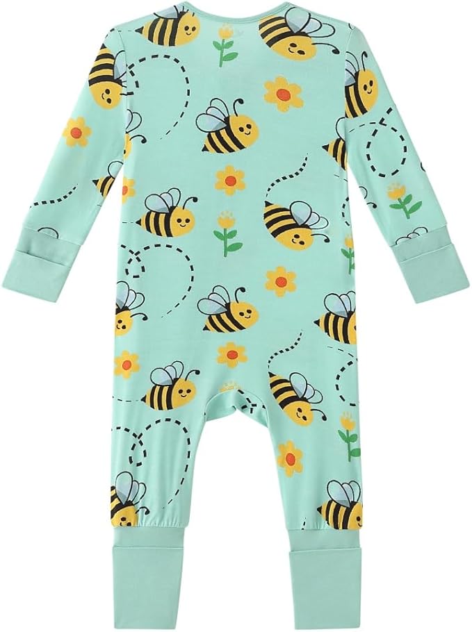 Unisex Infant Neutral Zipped Footies, Viscose from Bamboo 2-Way Zipper Romper Outfit, 0-24 Months One-piece Jumpsuit