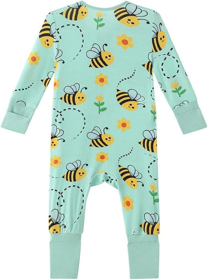 Unisex Infant Neutral Zipped Footies, Viscose from Bamboo 2-Way Zipper Romper Outfit, 0-24 Months One-piece Jumpsuit