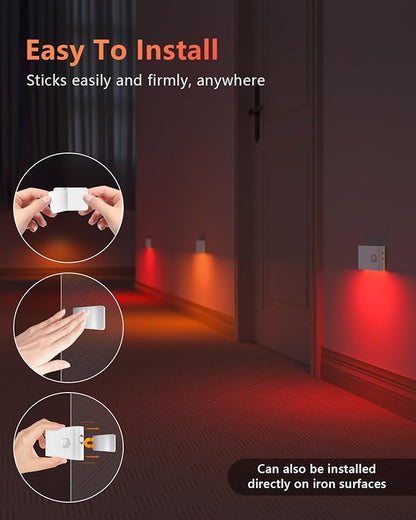 WILLED Stair Lights Indoor, RGB & Warm White Motion Sensor Night Light, Color Changing Motion Sensor Light Indoor, Rechargeable Night Light for Stair,Hallway,Bathroom,Cabinet,Closet,Kitchen,6 Pack