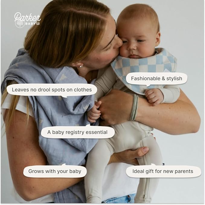 Parker Baby Bandana Drool Bibs 8 Pack Baby Bibs for Boys, Girls, Unisex - Soft & Stylish Teething Bibs for Babies