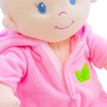 June Garden 12" Sweet Dolly Frida - Stuffed Ultra Soft Baby Bear Doll for Birth and Up - Removable Pink Outfit