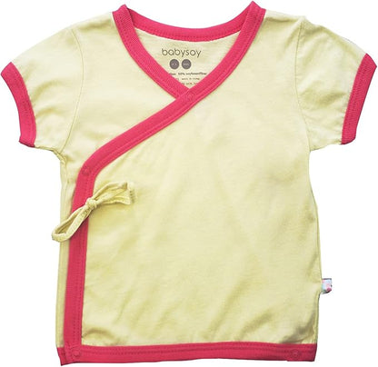 Babysoy Unisex Baby Toddler Short Sleeve Wrap Around Kimono Tee Shirt
