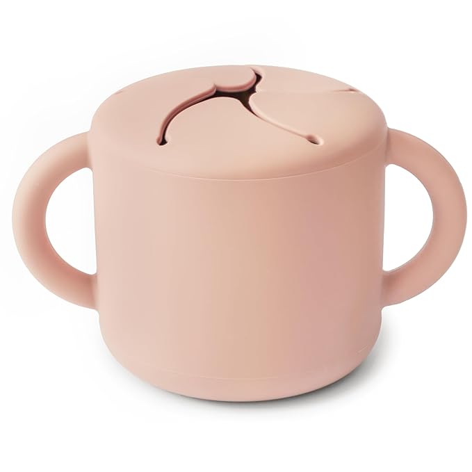 mushie Silicone Snack Cup | Spill Proof Food Container for Toddler and Baby (Blush)