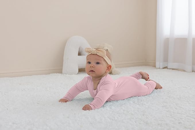 GUISBY Cotton Sleepers Footless Pajamas with Zipper and Mittens Long Sleeve Rompers for Baby