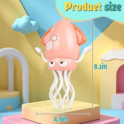 Dancing Octopus Baby Toy,Pink Music & Interactive Sensory Toys for 3 6 9 12 Month & 1 2 3 Year Old,Crawling Dancing Squid Toy forgirl Baby Sensory Toy,baby Birthday Gift & Christmas Stocking Stuffers