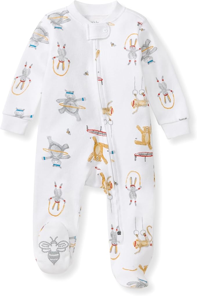 Burt's Bees Baby Boys Sleep and Play PJs, 100% Organic Cotton One-Piece Zip Front Romper Jumpsuit Pajamas