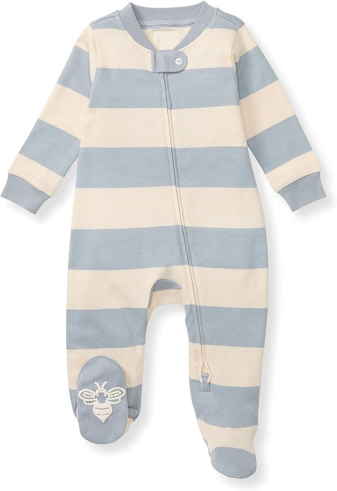 Burt's Bees Baby Boys Sleep and Play PJs, 100% Organic Cotton One-Piece Zip Front Romper Jumpsuit Pajamas