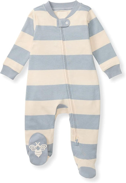 Burt's Bees Baby Boys Sleep and Play PJs, 100% Organic Cotton One-Piece Zip Front Romper Jumpsuit Pajamas