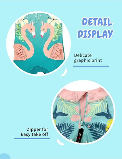 weVSwe Baby Toddler UPF 50+ Sun Protection Rash Guard Long Sleeve Swimsuit with Crotch Zipper