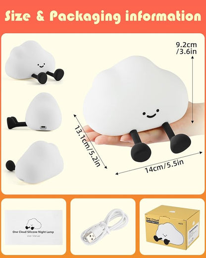YISUN Cloud Night Light, Colorful Silicone Night Lights for Nursery, Rechargeable Dimmable Bedside Lamp with Timer, Soft Squishy Night Lamp Portable Kids Gift for Girls, Boys, Babies