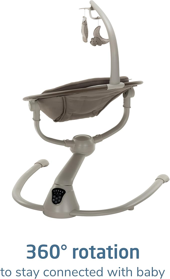 Maxi-COSI Cassia Smart Baby Swing for Infants, Portable Foldable Swing with Music, 360 Rotation, 5 Speeds, 12 Melodies, EcoCare Fabric, Auto Motion Sensor, 2 Reclines, Truffle