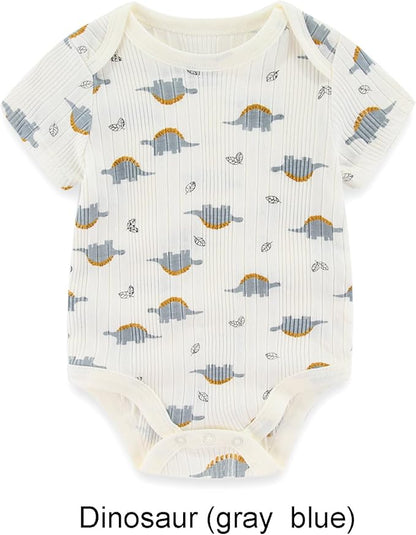 Baby Bodysuit and Pant Set 6-pcs Ribbed Soft Infant Boy Girl Clothes Outfits