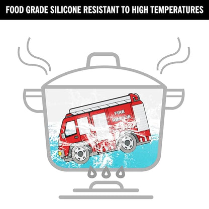 Baby Silicone Teether,Sensory Chew Toys,BPA Free Soft and Effective Infant Teething Pain Relief Toys,Freezer Safe,Food Grade Silicone,Best Shower Gift for Boys and Girls (Fire Trcuk).