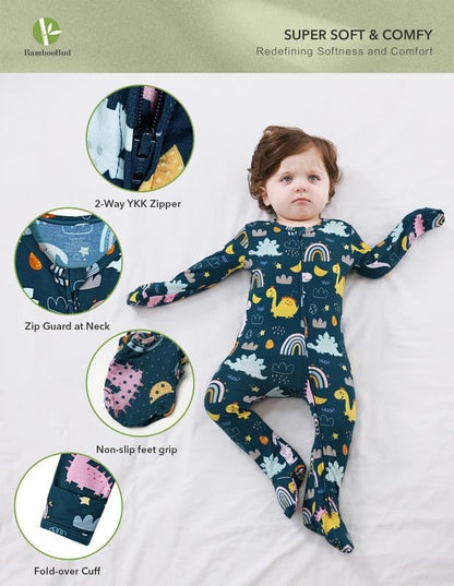 Baby Footie Romper Pajamas Unisex Newborn Infant Pjs Soft Rompers Viscose from Bamboo Sleepwear