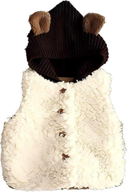 Newborn Baby Fleece Vest Girls Winter Thick Button Down Fuzzy Sleeveless Jacket Lightweight Soft Cotton Plush Outerwear
