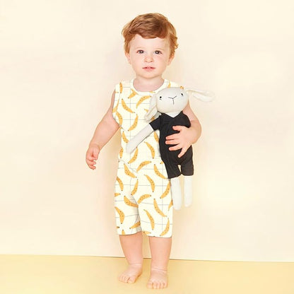 Babysoy Organic Pattern Print Tank Romper Shortall