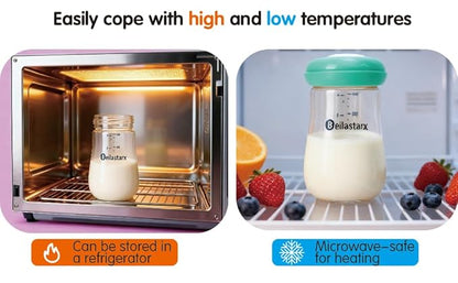 Glass Breast Milk Storage Bottles-Wide Neck Breastmilk Storage with Lids, Breast Milk Storage Containers for Fridge,BPA-Free (Red,6oz(pack of 4))