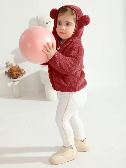 Baby Boys Girls Fleece Jackets Zip Up Hoodies Cute Bear Coats Fall Winter Fuzzy Jacket Newborn Boys Girls Outwear
