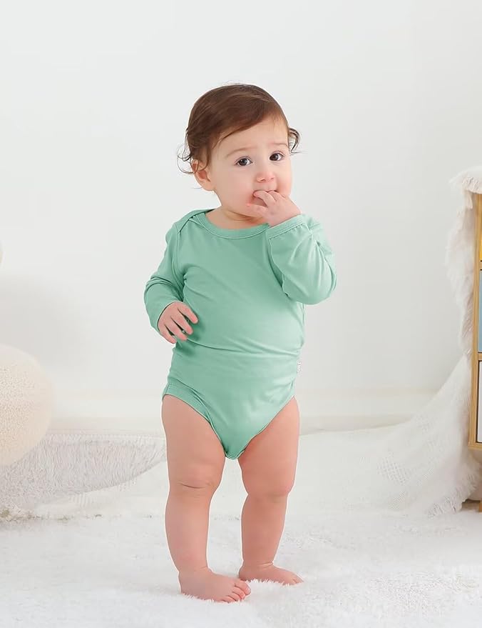 Rayon of Bamboo Baby Bodysuit, Long Sleeve Bodysuits for Boys Girls Infant Soft Clothes 0-24 Months