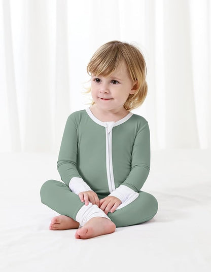 Baby Zippered Rompers Newborn Pajamas Sleepers Long Sleeve Jumpsuits Infant Zipper Romper-Viscose from Bamboo