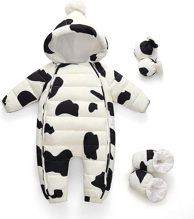 Baby Snowsuit Double Zipper Down Jacket Infant Hooded Romper Jumpsuit Newborn Boys Girls Winter Bodysuit Warm Outerwear