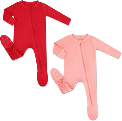 HAPIU Rayon from Bamboo Baby Footed Pajamas, 2 Way Zipper YKK, Footie for Baby Boy Girls, Newborn-24 Months