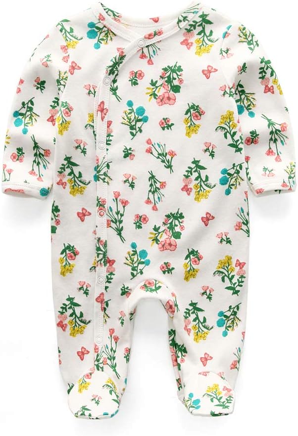 Newborn Baby Boy Girl Organic Cotton Bodysuit Long Sleeve Jumpsuit 3-Pack Outfits Clothes,0-24Months