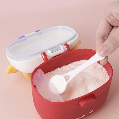 Bebamour Baby Formula Dispenser On The Go, Formula Container to Go, Formula Holder for Travel, Candy Fruit Snack Storage Container with Scoop and Leveller (Light Pink Cow)