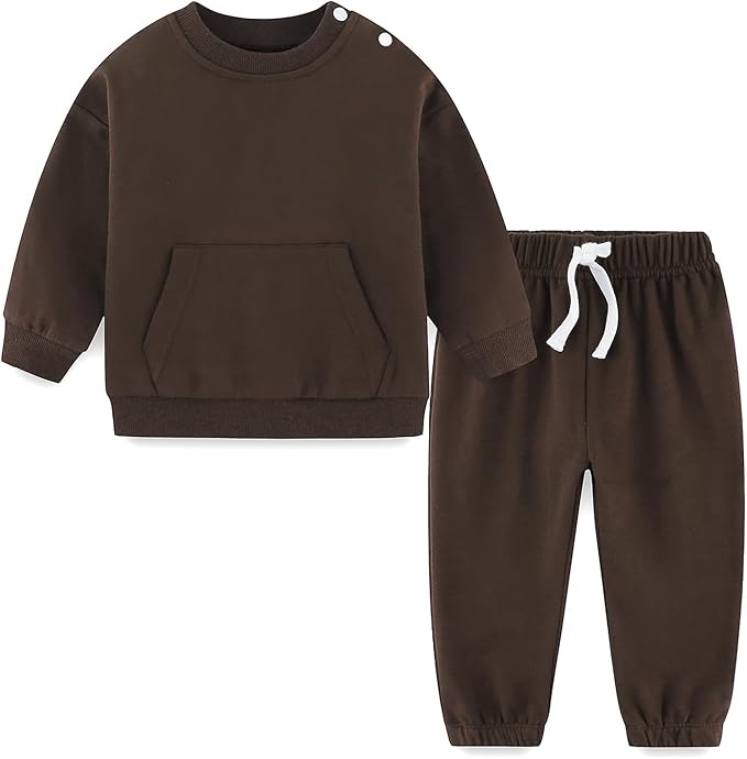 Fullfamous Baby and Toddler Boys 100% Cotton 2 Piece Long Sleeve Sweatshirt and Sweatpant Jogger Pants Set Newborn-4T