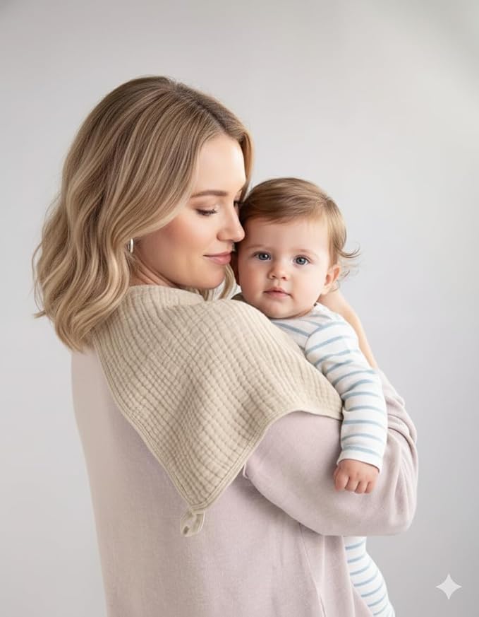 Muslin Burp Cloths, 20"x10"- Pack of 8, 6 Layers Super Soft Absorbent & Breathable 100% Cotton for Baby Drool and Messes, Burp Cloth Baby Boy and Burp Cloths Baby Girl