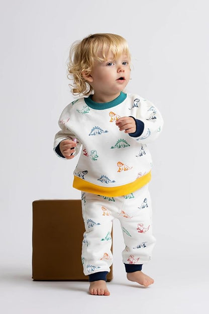 monica + andy Sporty Sweatsuit, 100% Organic Cotton Clothes for Boys & Girls, Outfit Sizes For Kids, Toddler & Infant
