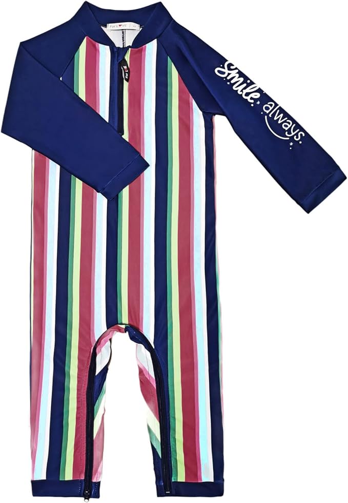 weVSwe Baby Toddler UPF 50+ Sun Protection Rash Guard Long Sleeve Swimsuit with Crotch Zipper