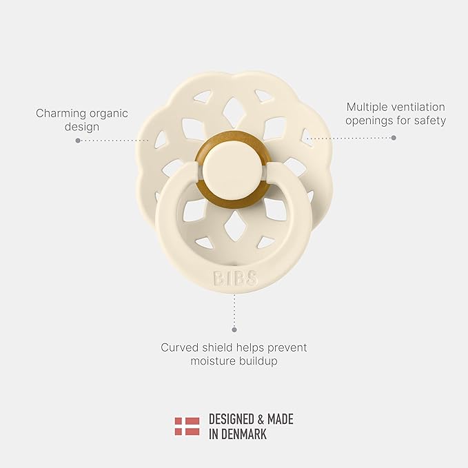 BIBS Pacifiers - Boheme Collection | BPA-Free Baby Pacifier | Made in Denmark | Set of 2 Dark Oak/Blush Color Premium Soothers | Size 0-6 Months