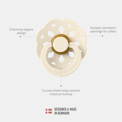 BIBS Pacifiers - Boheme Collection | BPA-Free Baby Pacifier | Made in Denmark | Set of 2 Dark Oak/Blush Color Premium Soothers | Size 0-6 Months