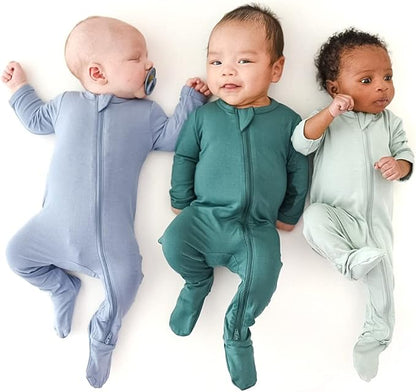 KYTE BABY Unisex Zipper Closure Footies, Rayon Made From Bamboo, 0-24 Months