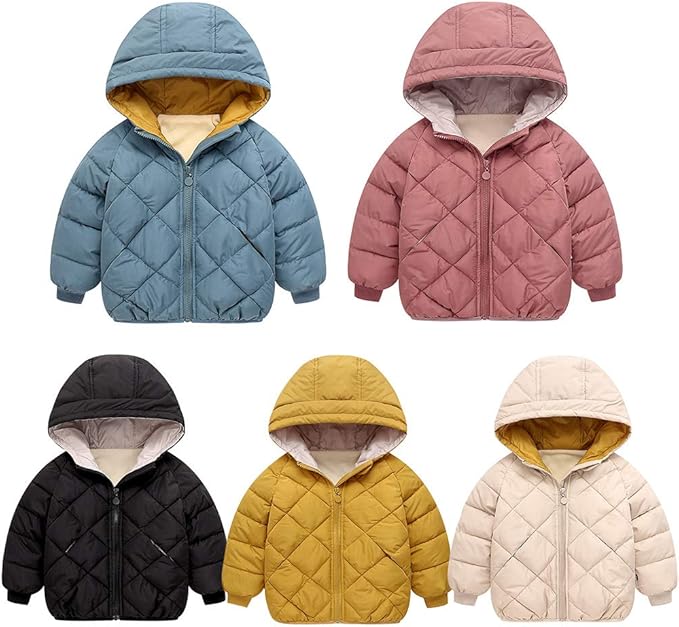 Curipeer Kids Winter Jacket Front Zip Warm Snow Wear Toddler Outer Clothing 2-8T