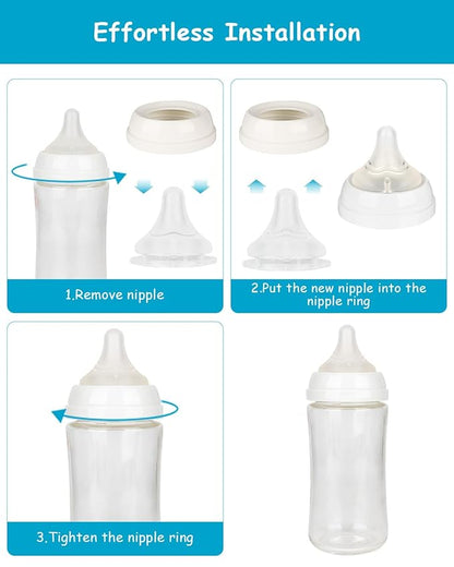 Silicone Nipple for Pigeon Baby Bottle, Size SS, Extra Slow Flow, 0m+, 6 Count