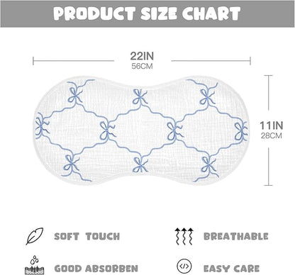 vvfelixl Muslin Burp Cloths Blue Ribbon Bow Baby Washcloths for Baby Girl Boys 2 Pack