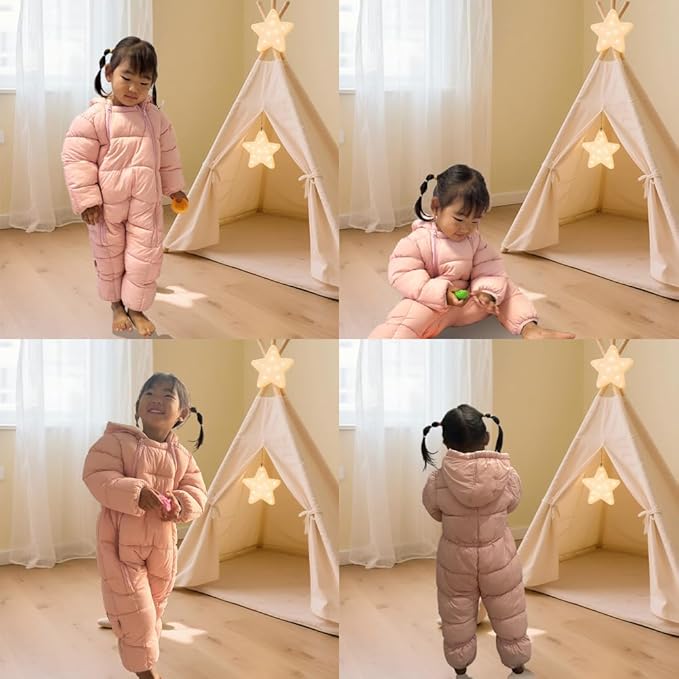 Infant Toddler Snowsuit Cute Newborn Winter Coat Warm Hooded Jumpsuit for Boys Girls 0-24 Months