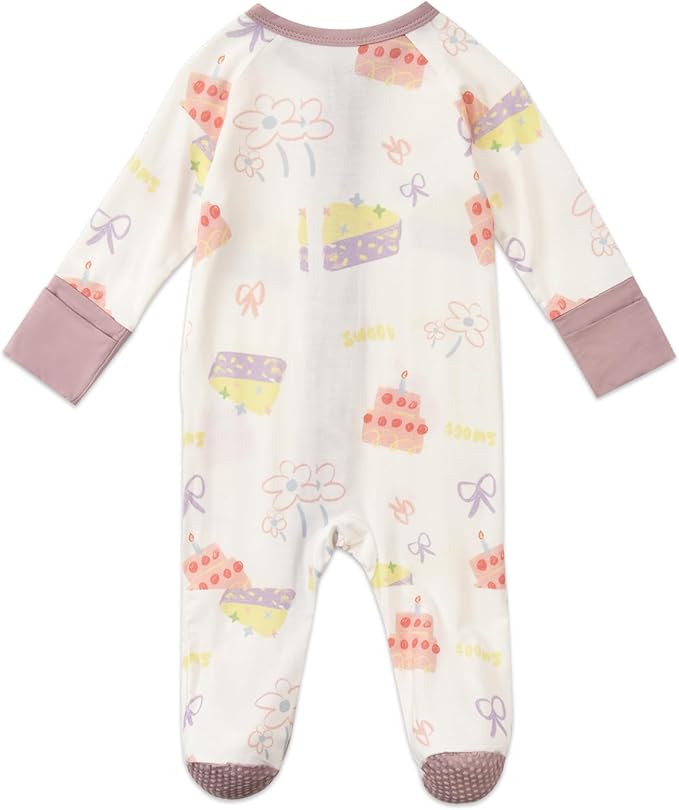 Baby Footed Pajamas with Mittens Rayon from Bamboo 2pcs Newborn Infant 2-way Zipper Pjs Cute Sleeper Outfit