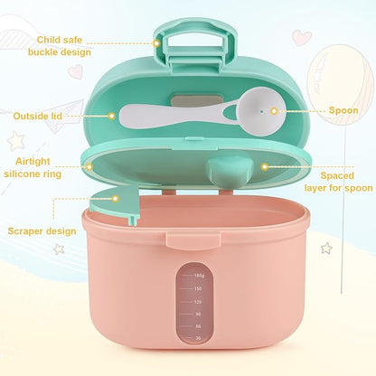 Accmor Baby Formula Dispenser On The Go, Portable Milk Powder Formula Dispenser with Scoop,Formula Containers for Travel Hold 8.5oz/240g Formula, Pink