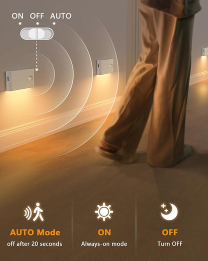 WILLED Rechargeable Night Lights, Warm White Motion Sensor Night Lights, Wireless Stair Lights Indoor for Stairway, Hallway, Kitchen, Closet, Cabinet, Bedroom, Kids' Room(8-Pack)