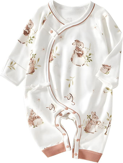 100% Organic Cotton Soft 0-6 Months Unisex Footless Newborn Baby Sleepers Pajamas Romper Boys Girls Long Sleeve