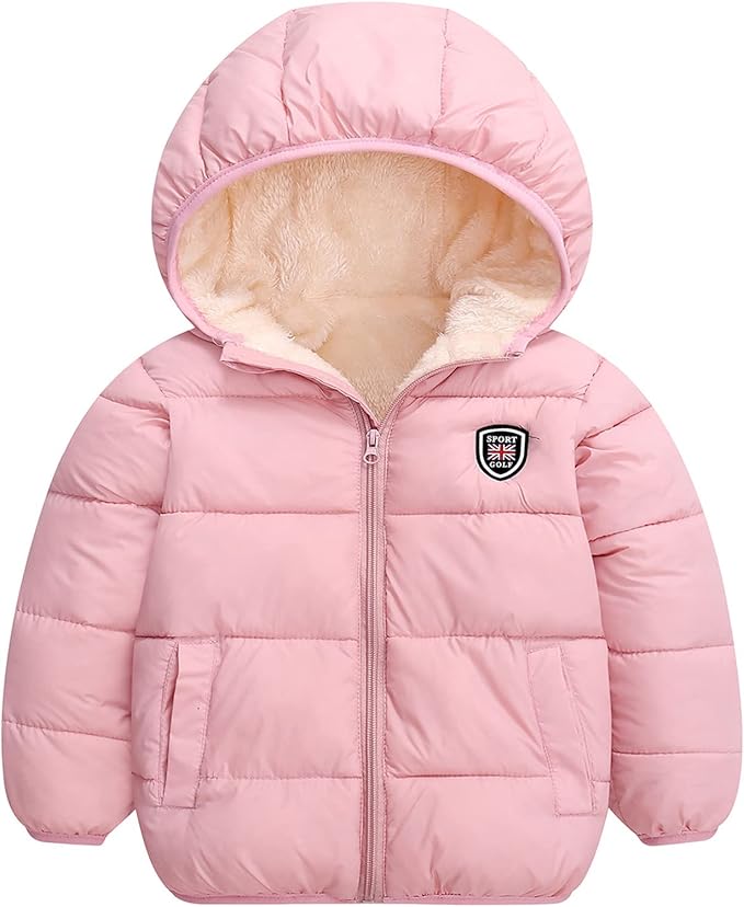 Happy Cherry Kids Boy's Girls Winter Coat Fleece Lined Thick Down Coats Puffy Jackets with Hood