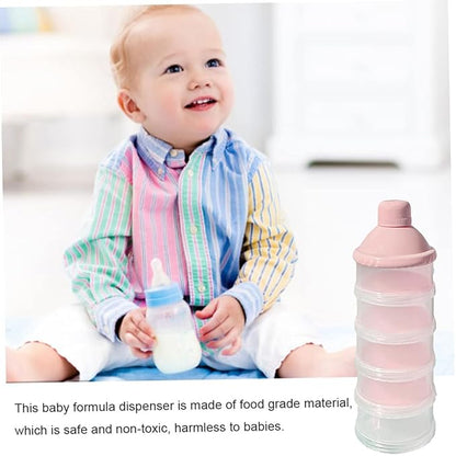 2 PCS 5 Layers Baby Milk Powder Dispenser, Milk Powder Pots, Formula Dispenser Portable Milk Powder Formula Dispenser Container Pot Box Milk Cans Snack Storage Box for Travel(Light Pink+ Light Pink)