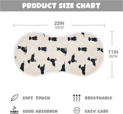 2 Pack Muslin Burp Cloths Dogs Beige Cotton Baby Burp Cloths Absorbent Soft Burping Cloth Washcloths for Newborn Must Haves 22x11 Inch