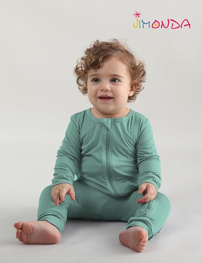 Jimonda Baby Footless Pajamas,Two Zip Closure Long Sleeve Romper,Infant Clothes Pjs 4 Pcs