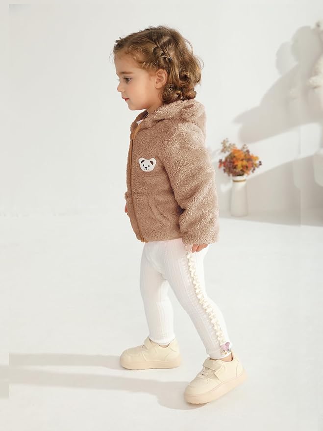 Baby Boys Girls Fleece Jackets Zip Up Hoodies Cute Bear Coats Fall Winter Fuzzy Jacket Newborn Boys Girls Outwear